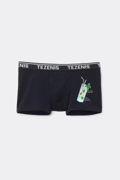 Printed Cotton Logo Boxers With Contrasting Trim - Boxers - Men | Tezenis