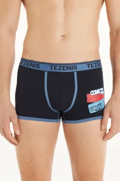 Printed Cotton Logo Boxers With Contrasting Trim - Boxers - Men | Tezenis