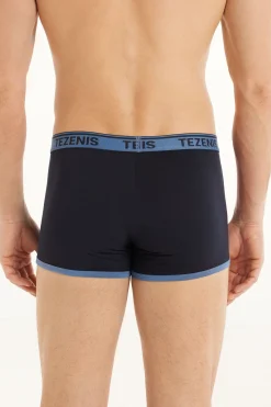 Printed Cotton Logo Boxers With Contrasting Trim - Boxers - Men | Tezenis