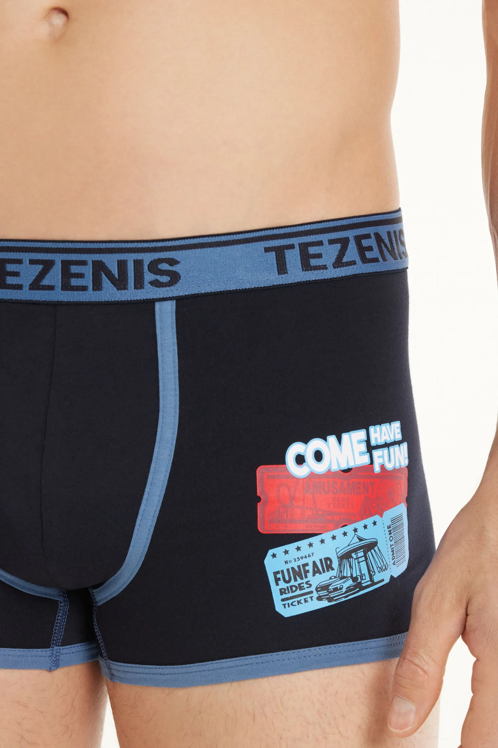 Printed Cotton Logo Boxers With Contrasting Trim - Boxers - Men | Tezenis