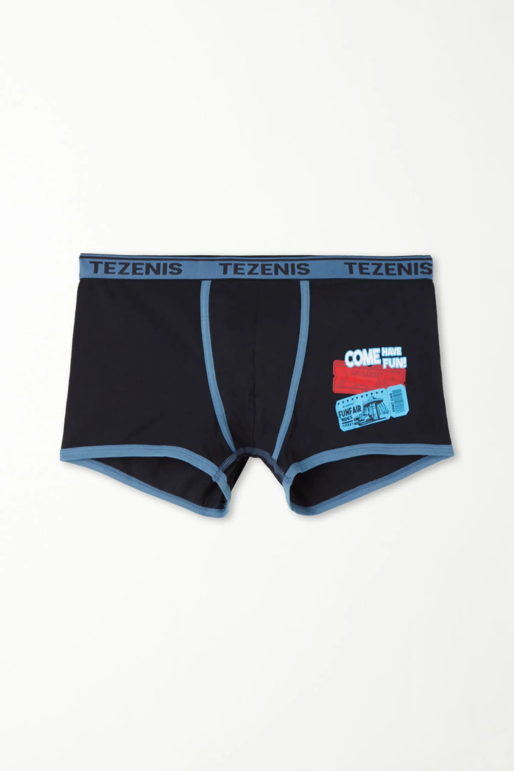 Printed Cotton Logo Boxers With Contrasting Trim - Boxers - Men | Tezenis