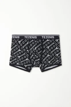 Printed Cotton Logo Boxers With Contrasting Trim - Boxers - Men | Tezenis