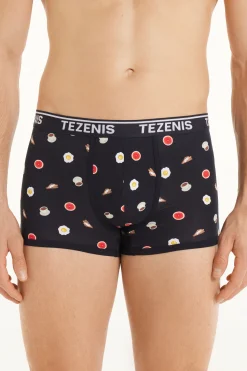 Printed Cotton Logo Boxers With Contrasting Trim - Boxers - Men | Tezenis