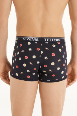Printed Cotton Logo Boxers With Contrasting Trim - Boxers - Men | Tezenis