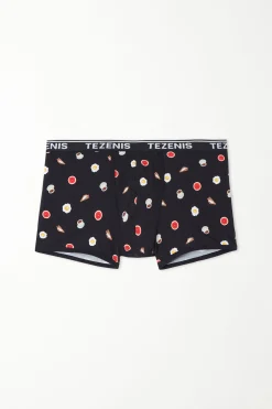 Printed Cotton Logo Boxers With Contrasting Trim - Boxers - Men | Tezenis