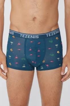 Printed Cotton Logo Boxers With Contrasting Trim - Boxers - Men | Tezenis