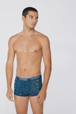 Printed Cotton Logo Boxers With Contrasting Trim - Boxers - Men | Tezenis