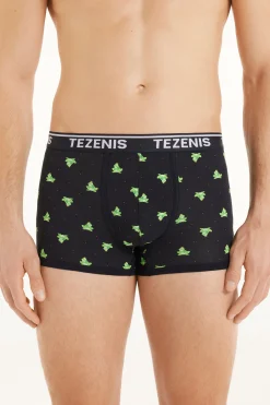 Printed Cotton Logo Boxers With Contrasting Trim - Boxers - Men | Tezenis