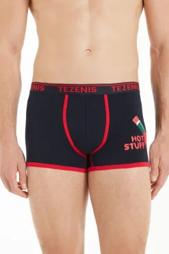 Printed Cotton Logo Boxers With Contrasting Trim - Boxers - Men | Tezenis