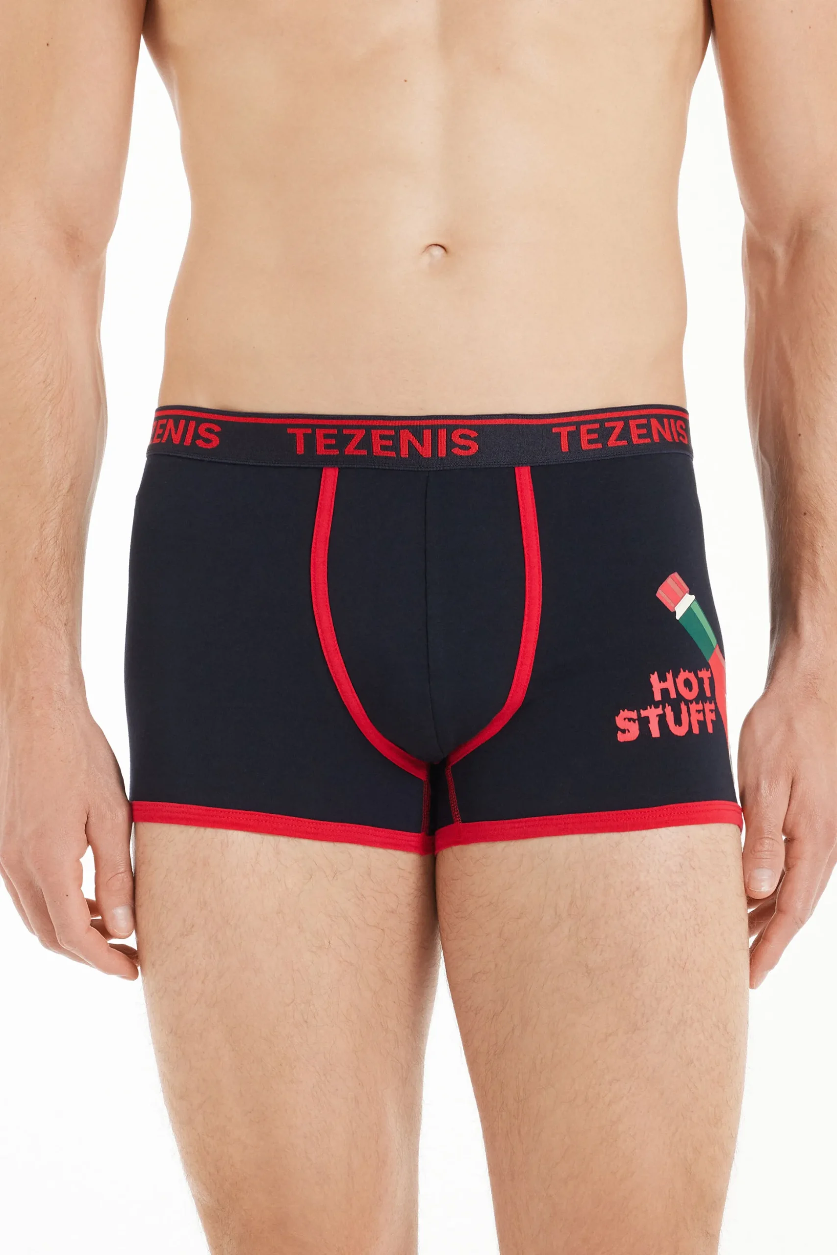 Printed Cotton Logo Boxers With Contrasting Trim - Boxers - Men | Tezenis