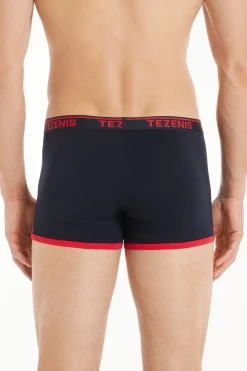 Printed Cotton Logo Boxers With Contrasting Trim - Boxers - Men | Tezenis