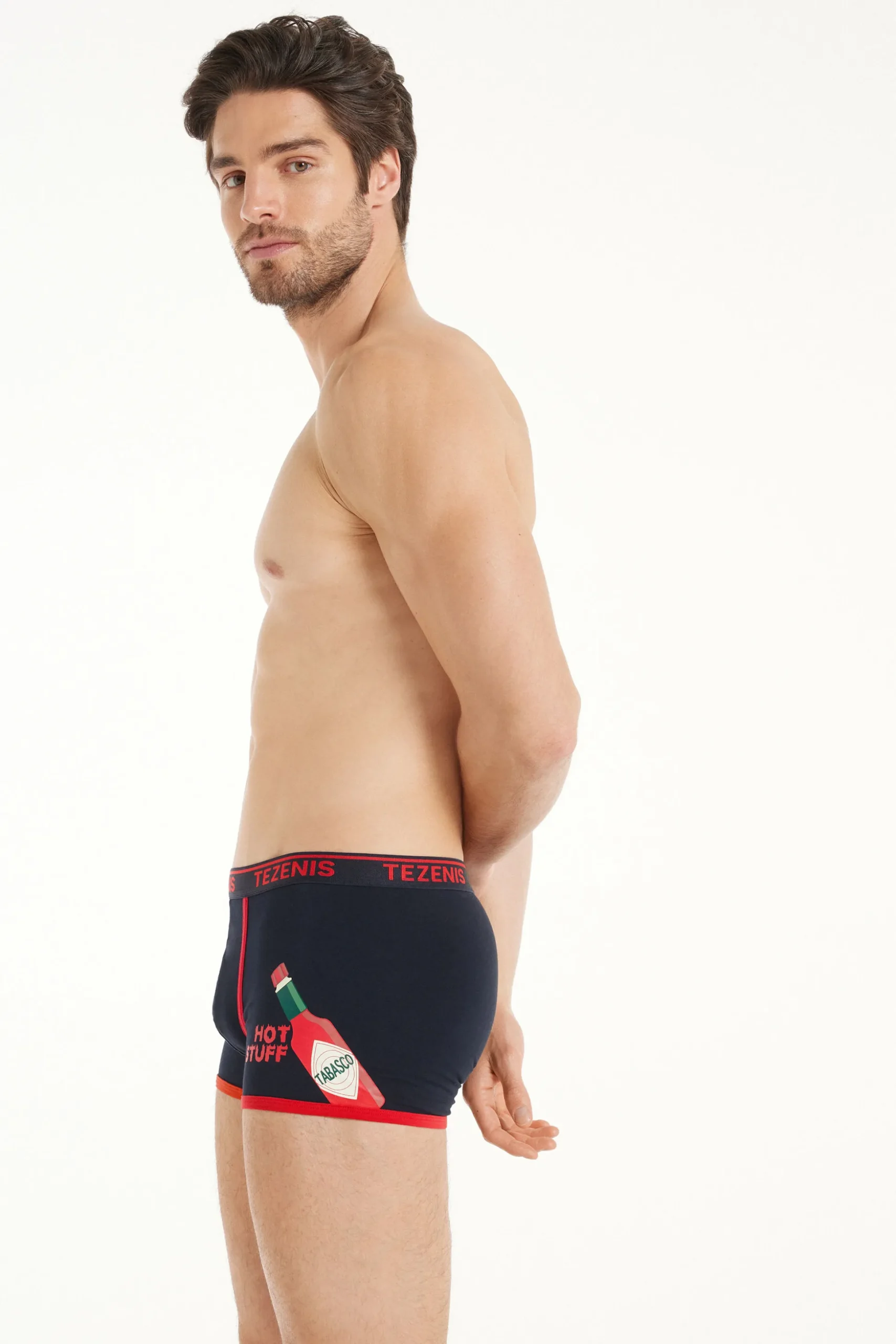 Printed Cotton Logo Boxers With Contrasting Trim - Boxers - Men | Tezenis