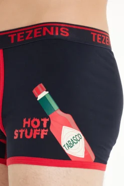 Printed Cotton Logo Boxers With Contrasting Trim - Boxers - Men | Tezenis