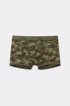 Printed Cotton Logo Boxers With Contrasting Trim - Boxers - Men | Tezenis