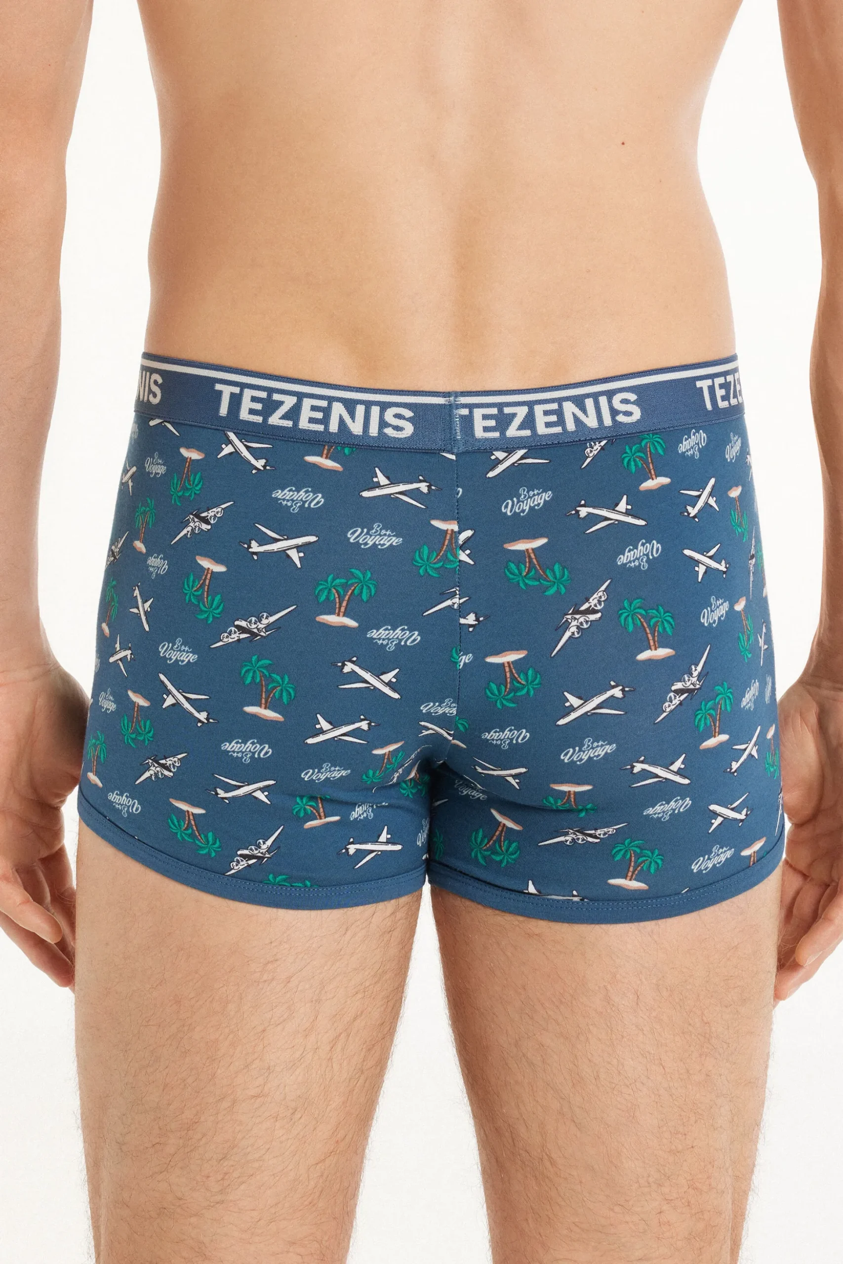 Printed Cotton Logo Boxers With Contrasting Trim - Boxers - Men | Tezenis