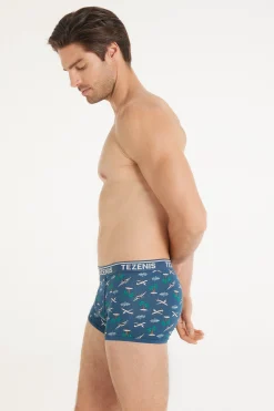 Printed Cotton Logo Boxers With Contrasting Trim - Boxers - Men | Tezenis