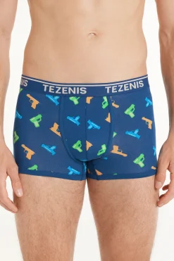 Printed Cotton Logo Boxers With Contrasting Trim - Boxers - Men | Tezenis