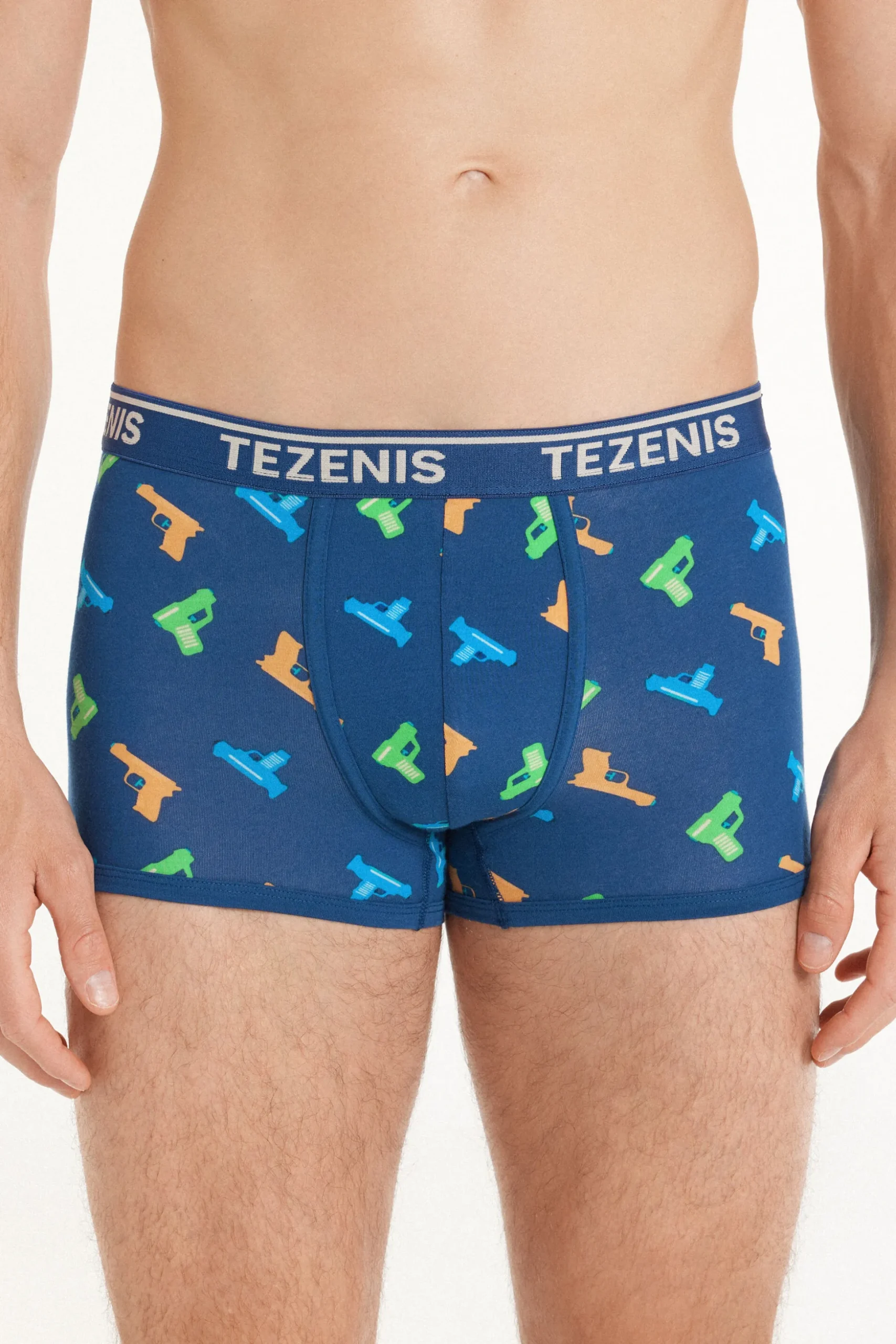 Printed Cotton Logo Boxers With Contrasting Trim - Boxers - Men | Tezenis