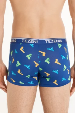 Printed Cotton Logo Boxers With Contrasting Trim - Boxers - Men | Tezenis