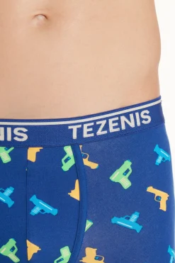 Printed Cotton Logo Boxers With Contrasting Trim - Boxers - Men | Tezenis