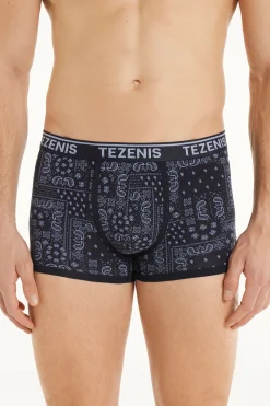 Printed Cotton Logo Boxers With Contrasting Trim - Boxers - Men | Tezenis