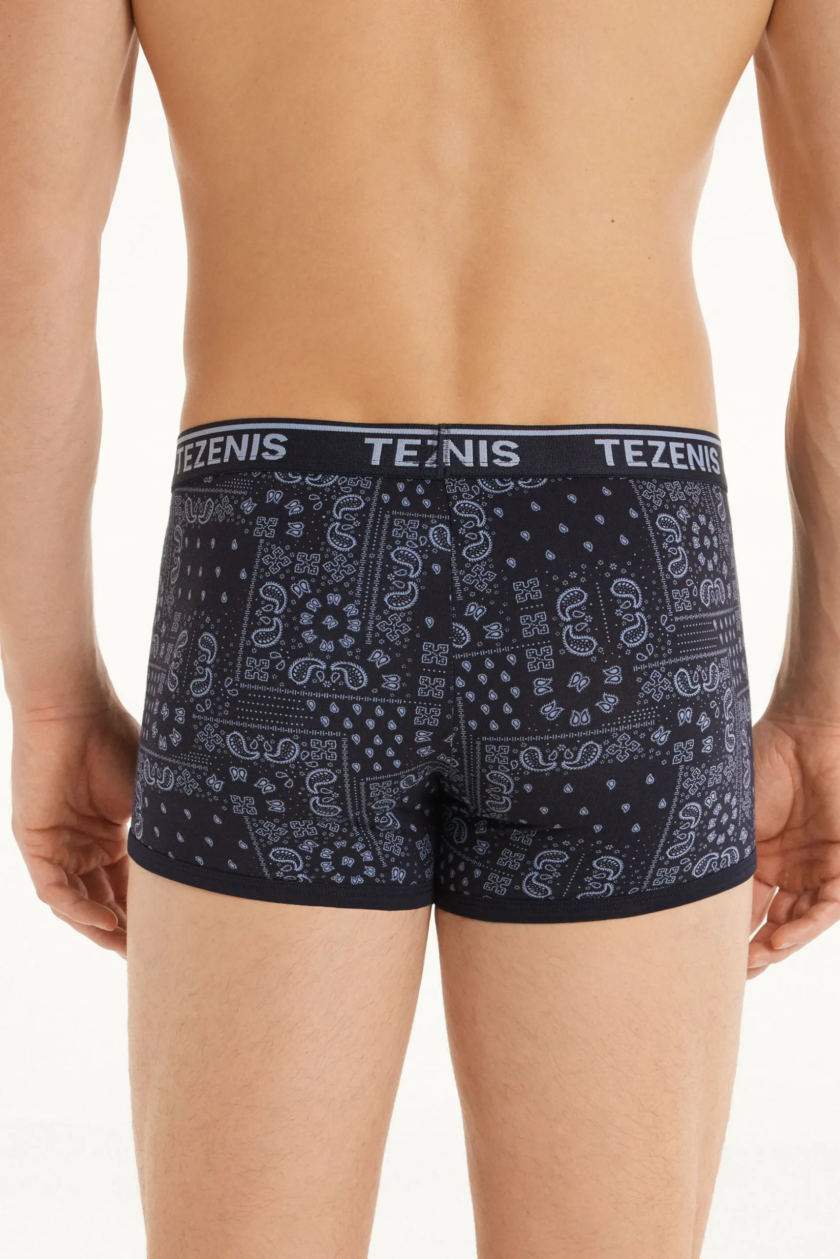 Printed Cotton Logo Boxers With Contrasting Trim - Boxers - Men | Tezenis