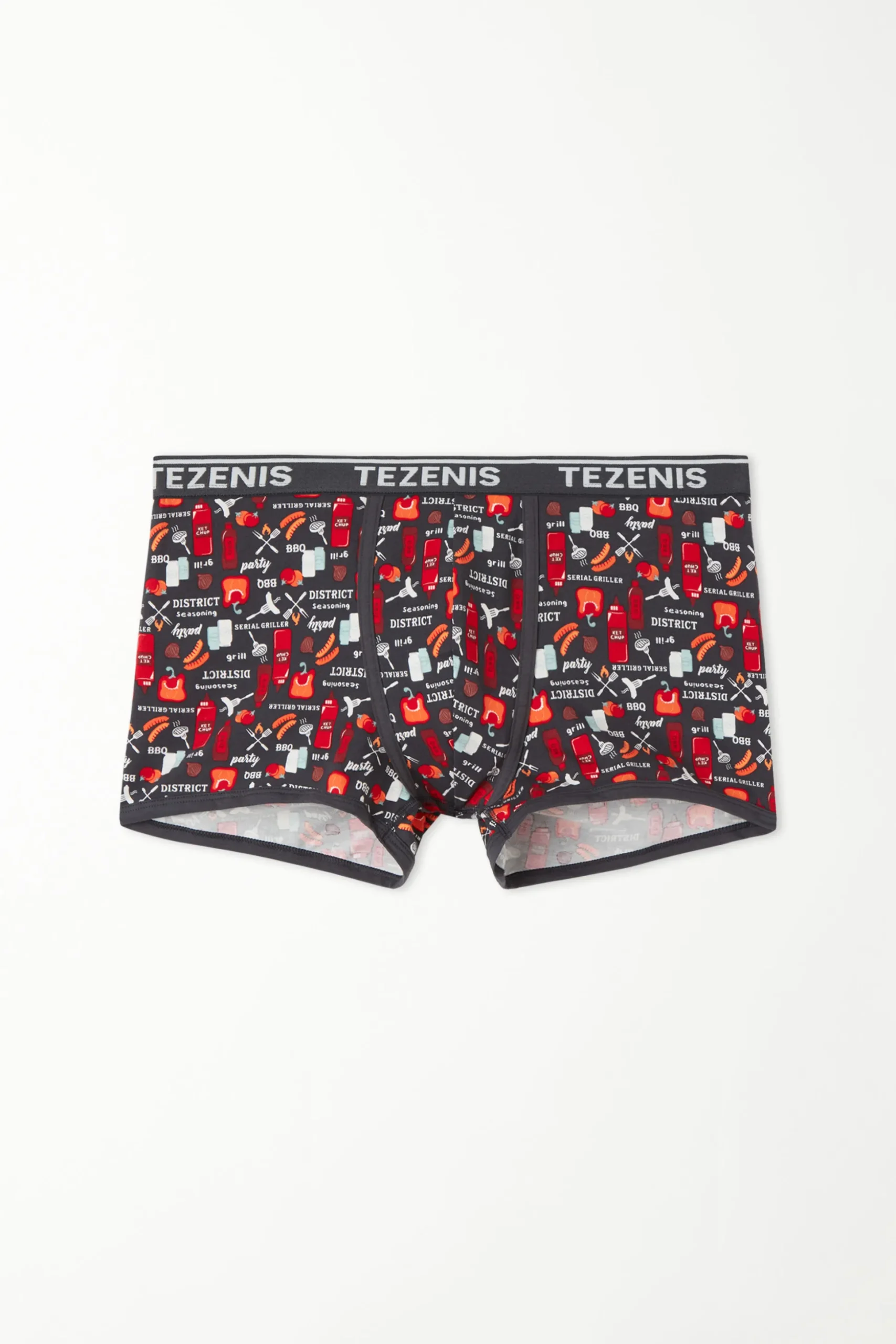 Printed Cotton Logo Boxers With Contrasting Trim - Boxers - Men | Tezenis