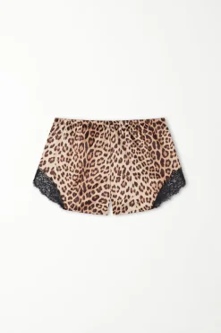 Printed Satin And Lace Shorts - Pajama Sets - Women | Tezenis