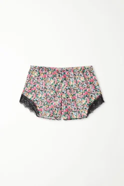 Printed Satin And Lace Shorts - Pajama Sets - Women | Tezenis