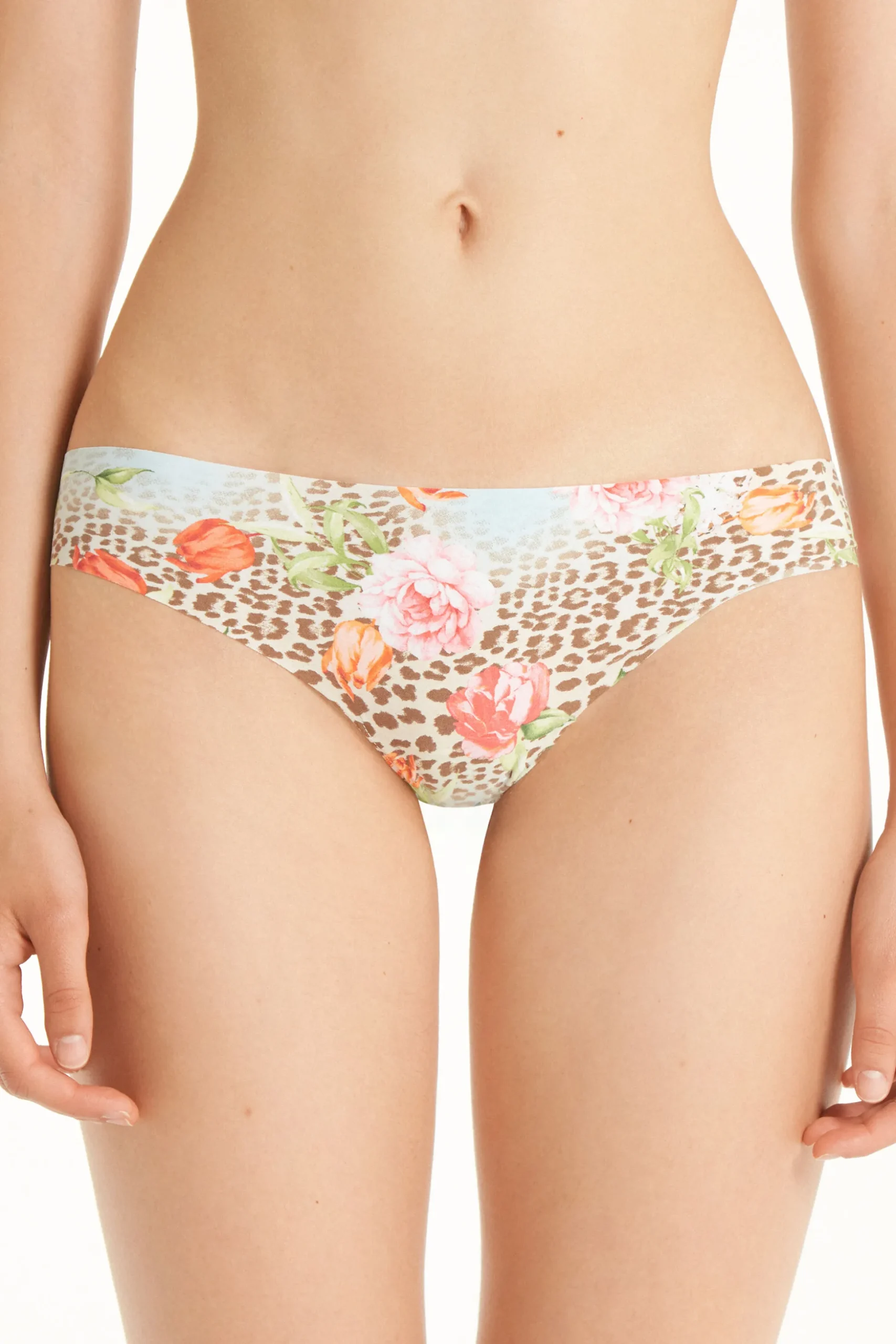 Raw Edge Brazilian Brief In Printed Microfiber - Cheeky Briefs - Women | Tezenis