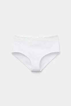 Recycled Cotton And Lace Boyshorts - French Cut - Women | Tezenis