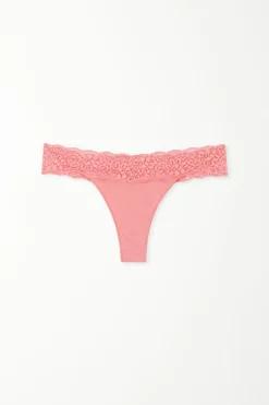 Recycled Cotton And Lace Brazilian Panties - Cheeky Briefs - Women | Tezenis
