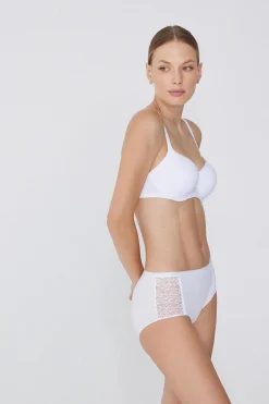 Recycled Cotton And Lace High-Leg Panties - Classic - Women | Tezenis