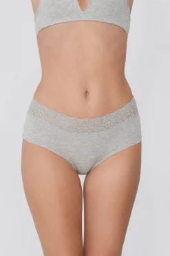 Recycled Cotton And Lace Boyshorts - French Cut - Women | Tezenis