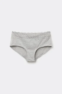 Recycled Cotton And Lace Boyshorts - French Cut - Women | Tezenis