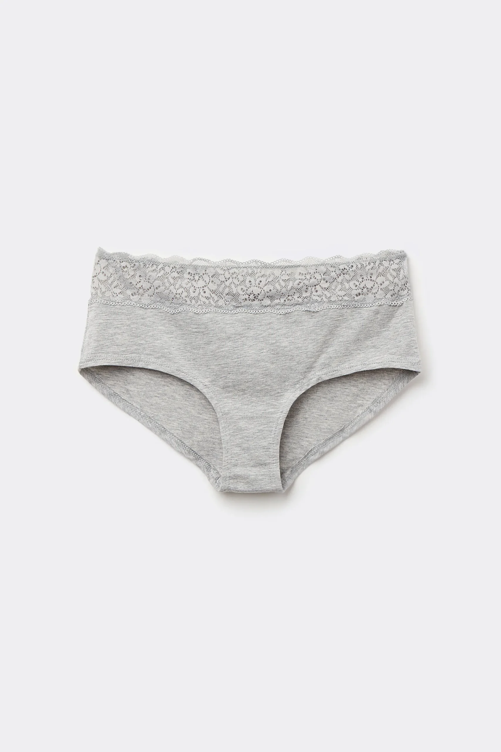 Recycled Cotton And Lace Boyshorts - French Cut - Women | Tezenis