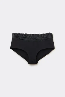 Recycled Cotton And Lace Boyshorts - French Cut - Women | Tezenis