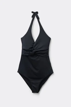 Recycled Microfiber Lightly Padded One-Piece Bandeau Halter Swimsuit - One-piece Swimsuits - Women | Tezenis