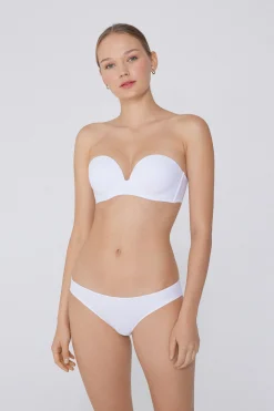 Recycled Microfiber Low-Neck Padded Bandeau Bra - Strapless And Bandeau - Women | Tezenis