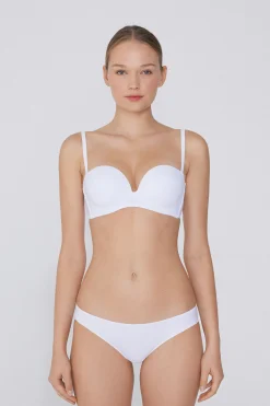 Recycled Microfiber Low-Neck Padded Bandeau Bra - Strapless And Bandeau - Women | Tezenis