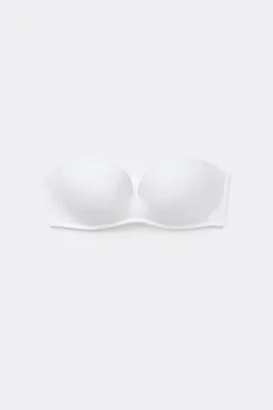 Recycled Microfiber Low-Neck Padded Bandeau Bra - Strapless And Bandeau - Women | Tezenis