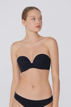 Recycled Microfiber Low-Neck Padded Bandeau Bra - Strapless And Bandeau - Women | Tezenis