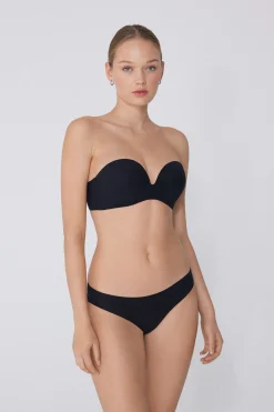 Recycled Microfiber Low-Neck Padded Bandeau Bra - Strapless And Bandeau - Women | Tezenis