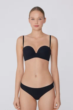 Recycled Microfiber Low-Neck Padded Bandeau Bra - Strapless And Bandeau - Women | Tezenis