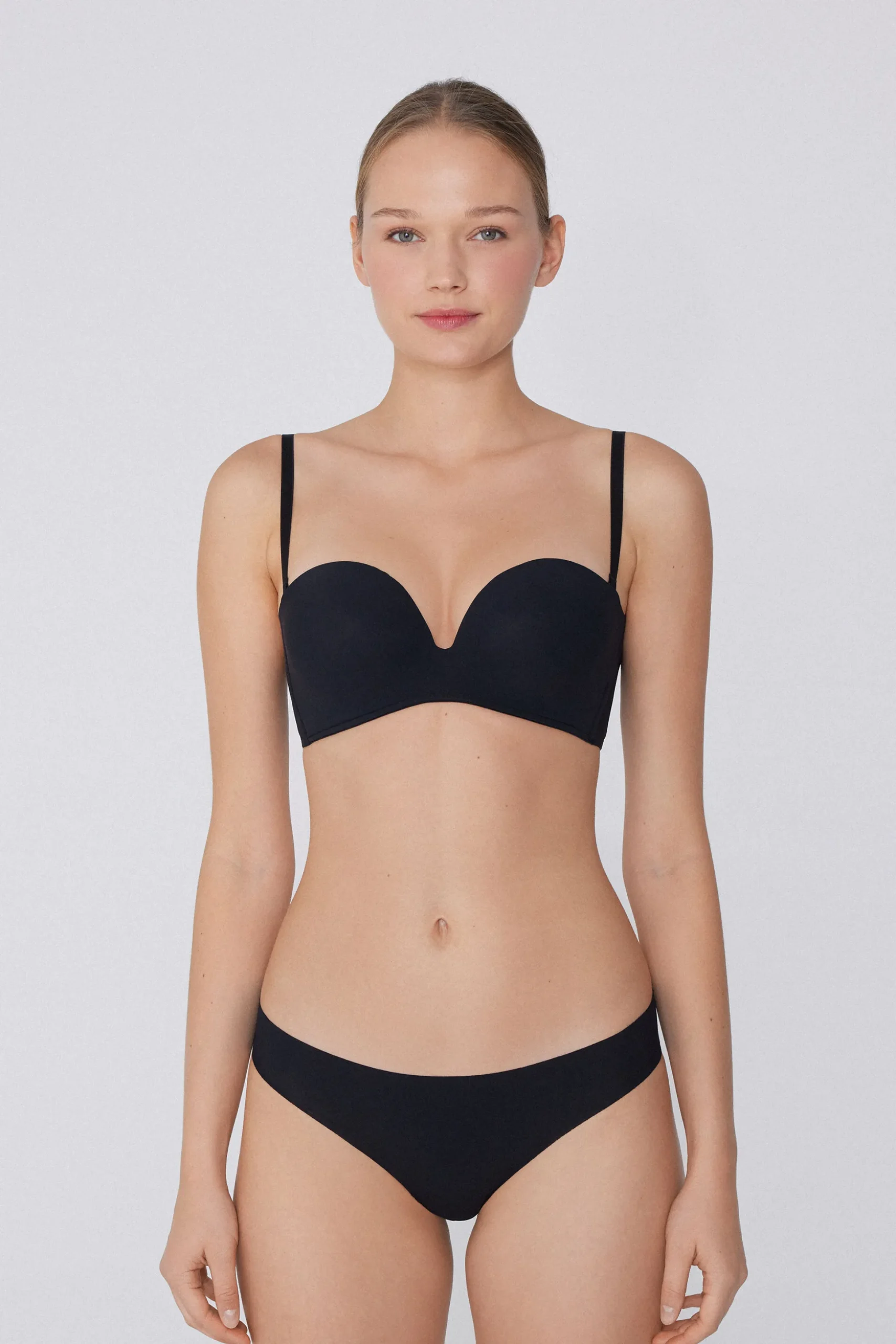 Recycled Microfiber Low-Neck Padded Bandeau Bra - Strapless And Bandeau - Women | Tezenis