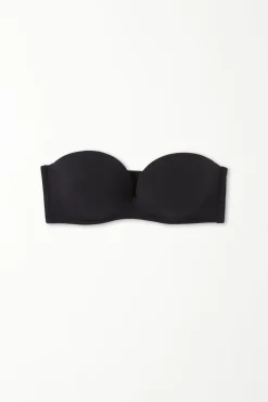 Recycled Microfiber Low-Neck Padded Bandeau Bra - Strapless And Bandeau - Women | Tezenis