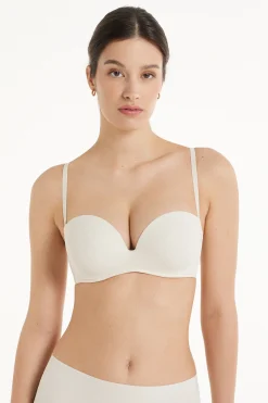 Recycled Microfiber Low-Neck Padded Bandeau Bra - Strapless And Bandeau - Women | Tezenis
