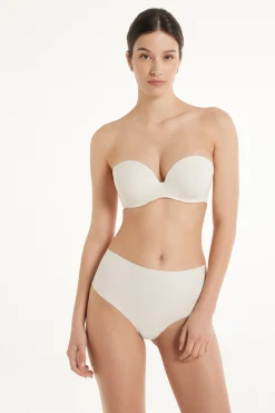 Recycled Microfiber Low-Neck Padded Bandeau Bra - Strapless And Bandeau - Women | Tezenis