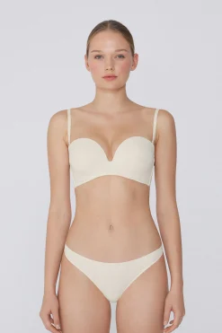 Recycled Microfiber Low-Neck Padded Bandeau Bra - Strapless And Bandeau - Women | Tezenis