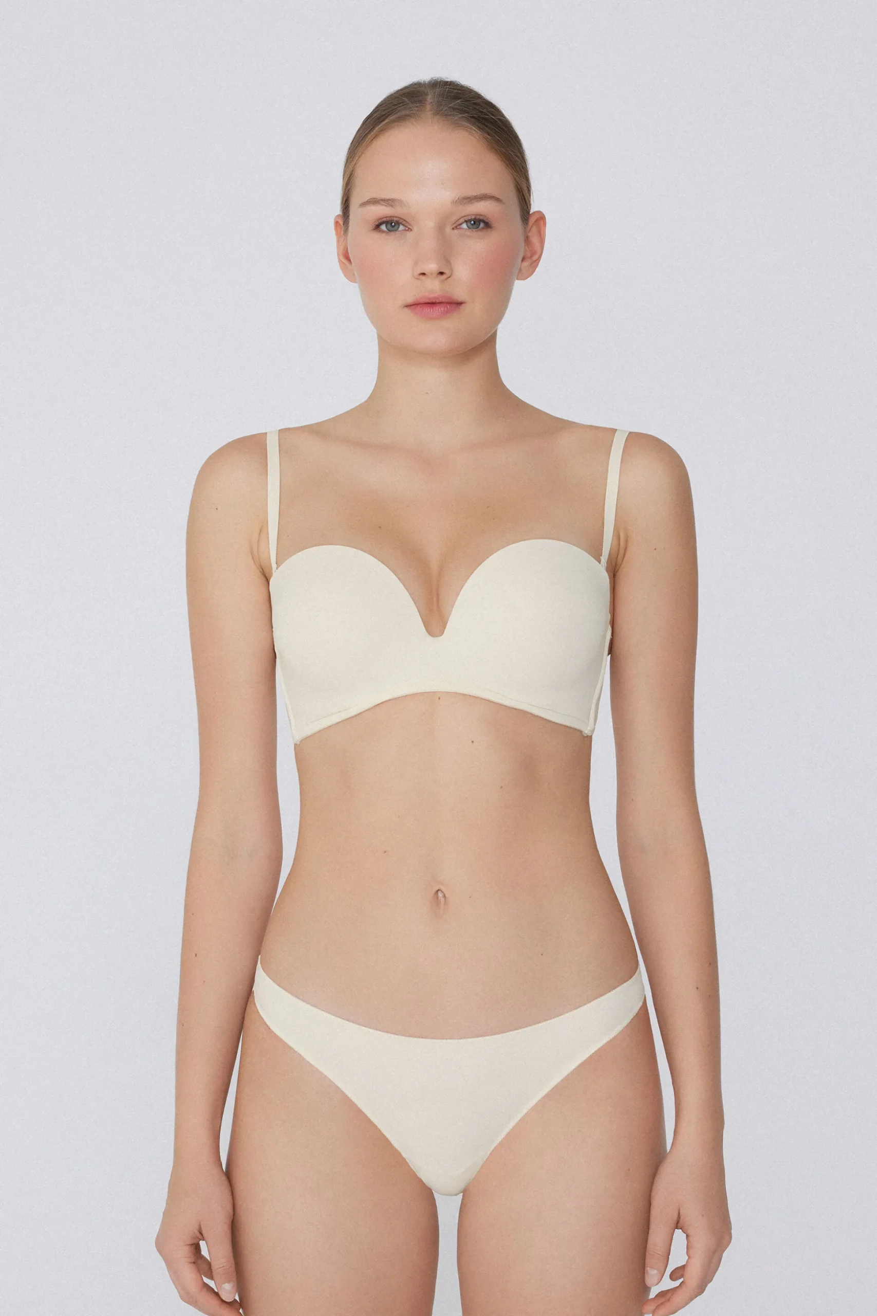 Recycled Microfiber Low-Neck Padded Bandeau Bra - Strapless And Bandeau - Women | Tezenis